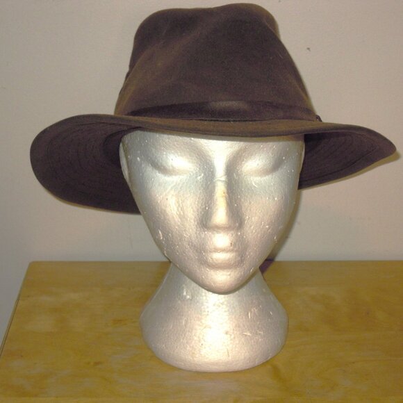 The Australian Outback Collection Rancher Oil Skin Leather Canvas Hat Size Large - Picture 2 of 7